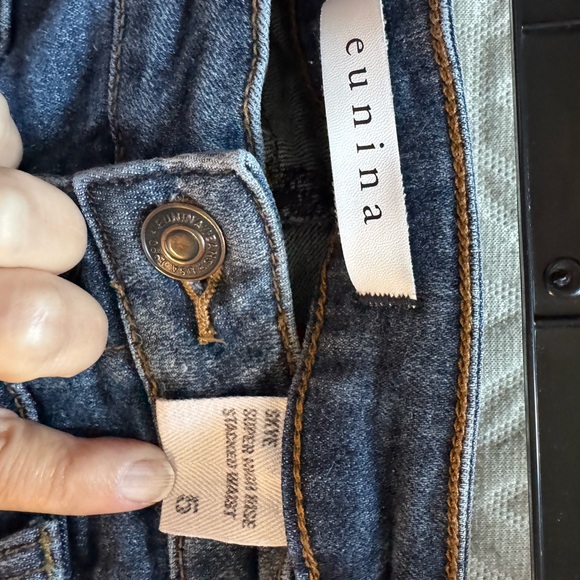 Eunina Dark Wash Skinny Jeans Ultra High Rise, Triple Waist - Picture 4 of 4